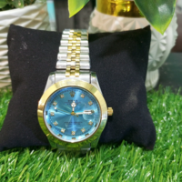 Rolex Two Tone Silver Chain Wrist Watch